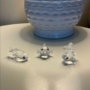 Retired Swarovski Crystal Fish Figurine set of 3
